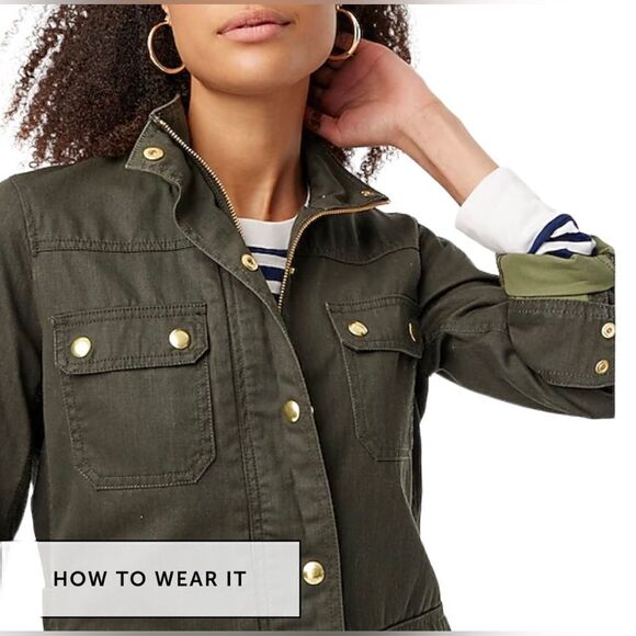J Crew Relaxed Boyfriend Field Jacket Olive Green Size XS - Picture 2 of 15